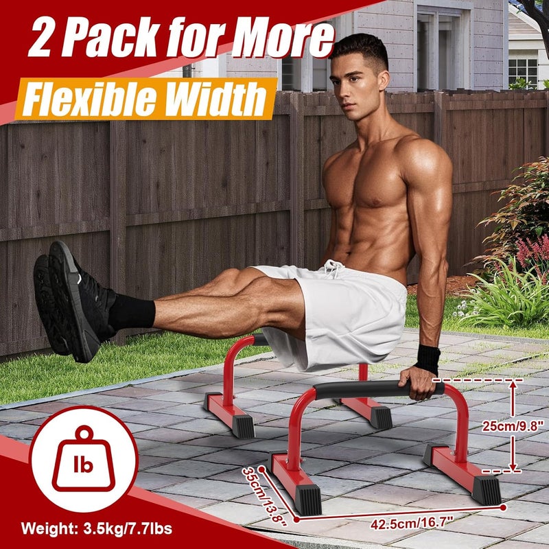 ETICSIPA Push Up Bars: Sweat-resistant Parallettes Bar for Handstands L-sit & Dip, No Wobbling Strength Training Pushup Stands for Women Men Workout Core Exercise at Home Floor Gym - Image 5
